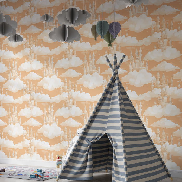 Papier peint chambre enfant à motifs | Châteaux dans les nuages douillets