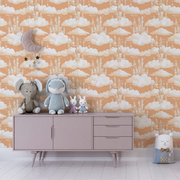 Papier peint chambre enfant à motifs | Châteaux dans les nuages douillets