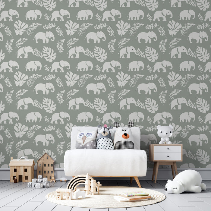 Papel de parede criança com padrões | Lindos elefantes em fundo suave