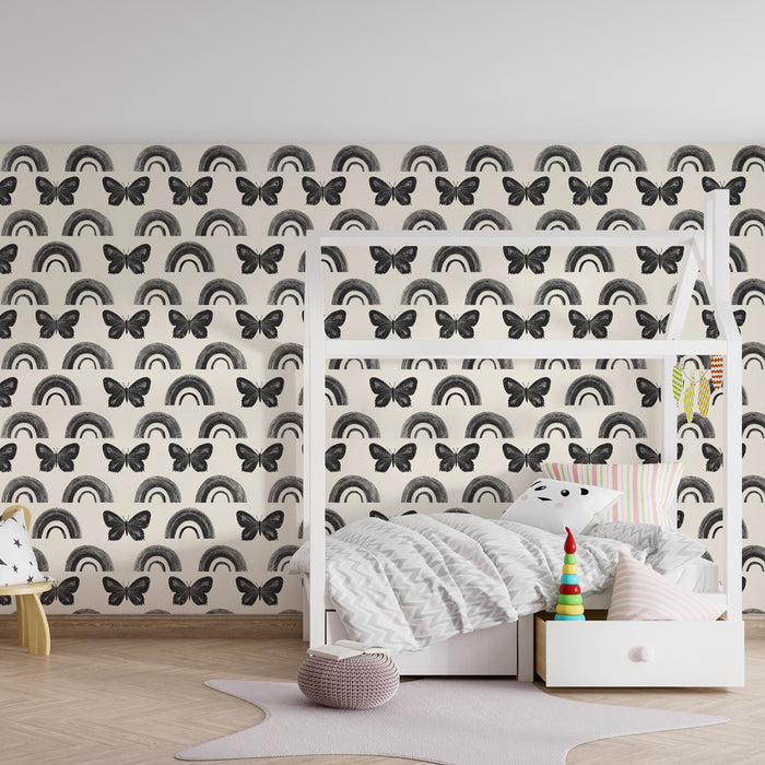 Tapety dla dzieci z motywem | Eleganckie motyle i tęcze