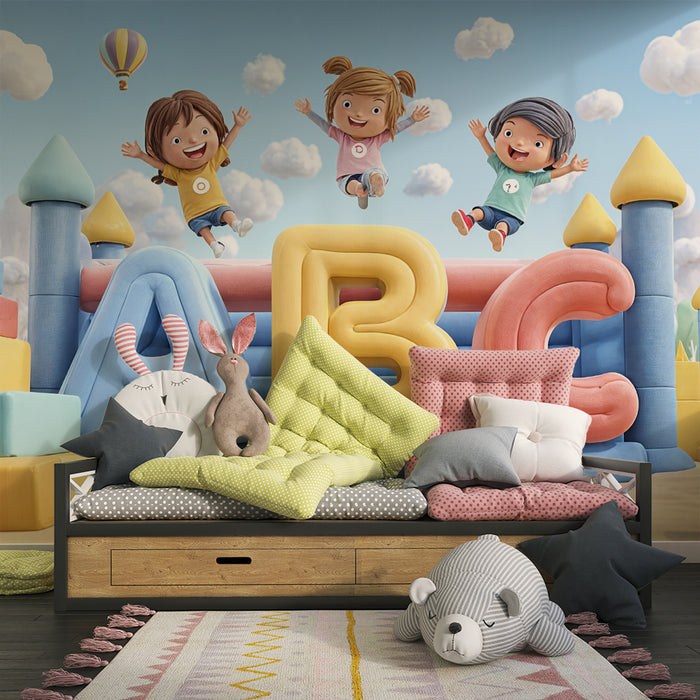 Carta da parati bambini | Castello gonfiabile ABC