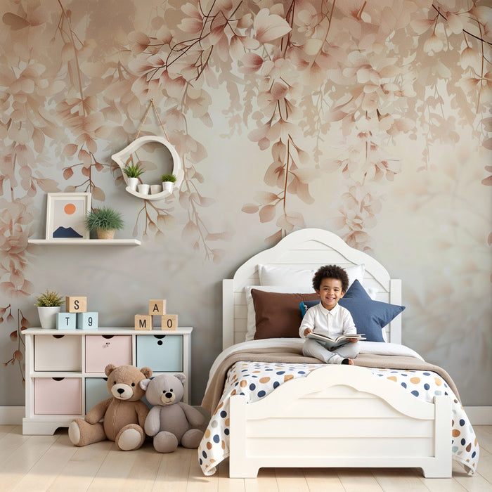 Nursery room wallpaper | Gyengéd pasztell színekben pompázó virágos zuhatag