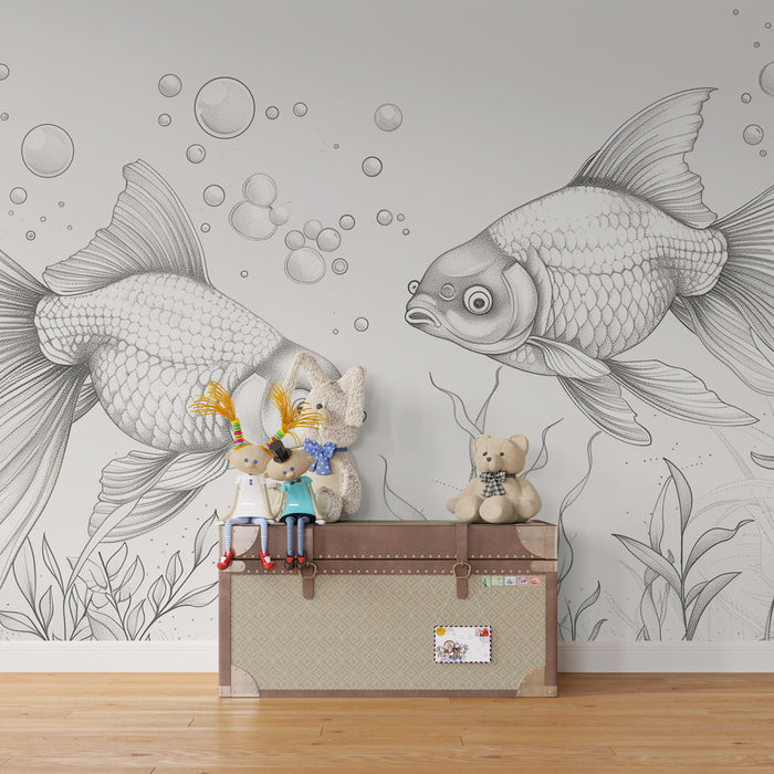 Papel de parede criança | Peixes dourados em ballet aquático