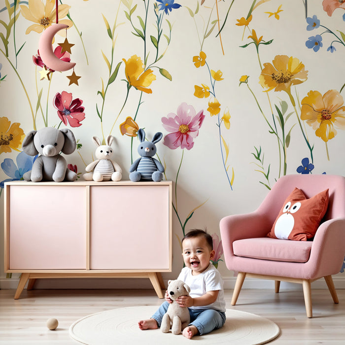 Kids room wallpaper | Barevná zahrada plná kvetoucích květin