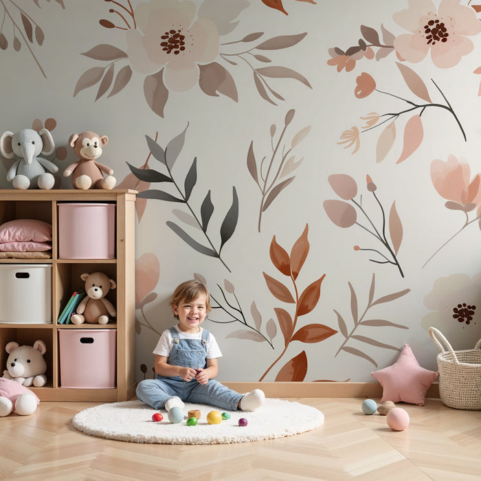 Tapeta do detskej izby | Pastelové kvety a moderná elegancia