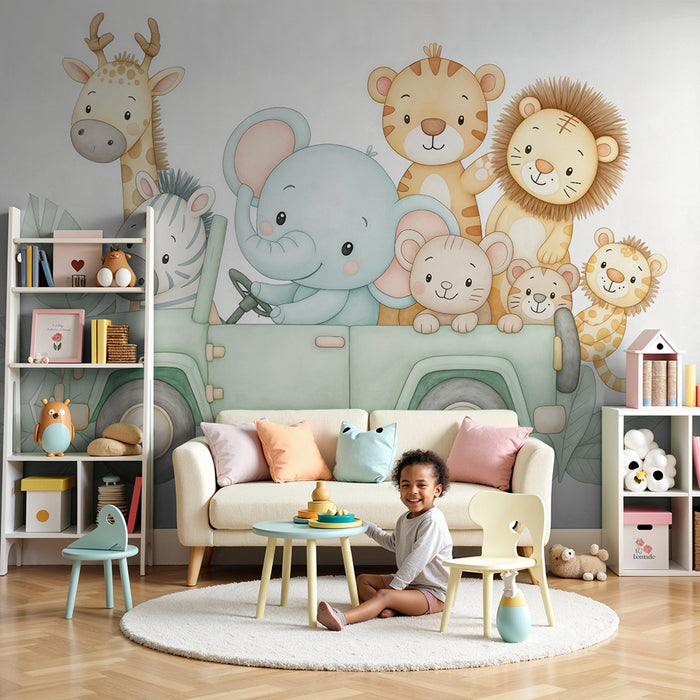 Papier peint safari pour enfants | Aventure animale amusante