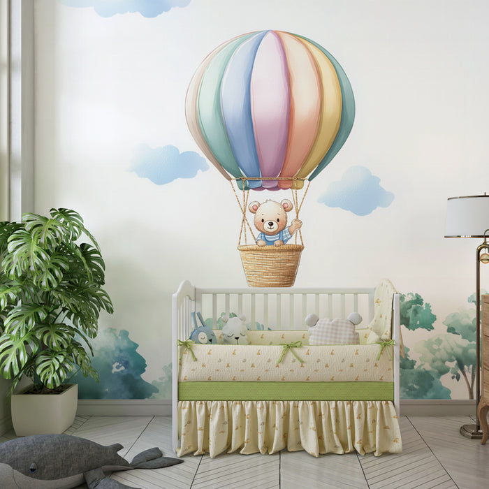 Papel de parede montgolfière | Aventura infantil colorida