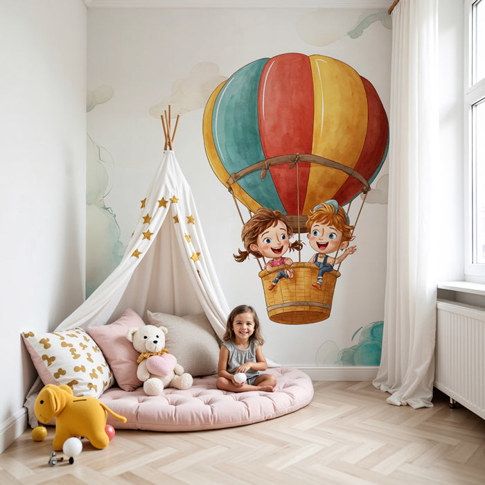 Papier peint Montgolfière | Enfants en Aventure Aérienne