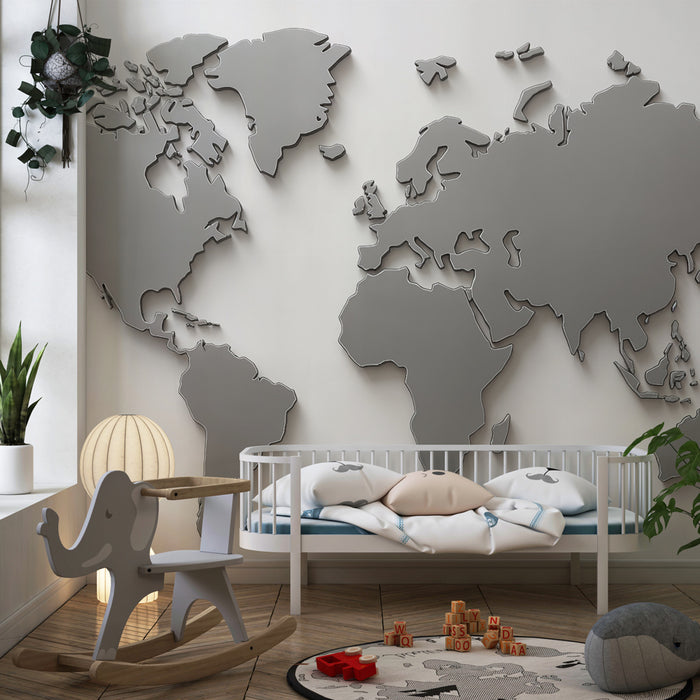 Papel de parede mapa do mundo | Metal sobre fundo branco