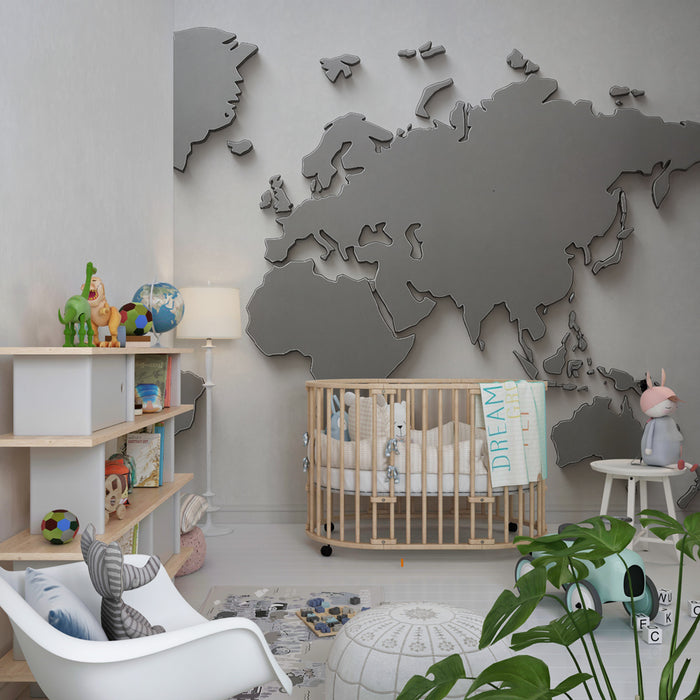 Papel de parede mapa do mundo | Metal sobre fundo branco