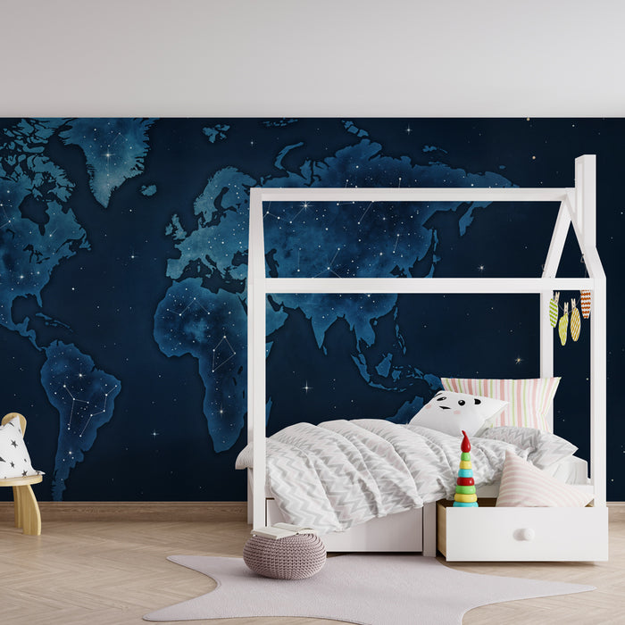Papel de parede mapa estelar | Design noturno com constelações