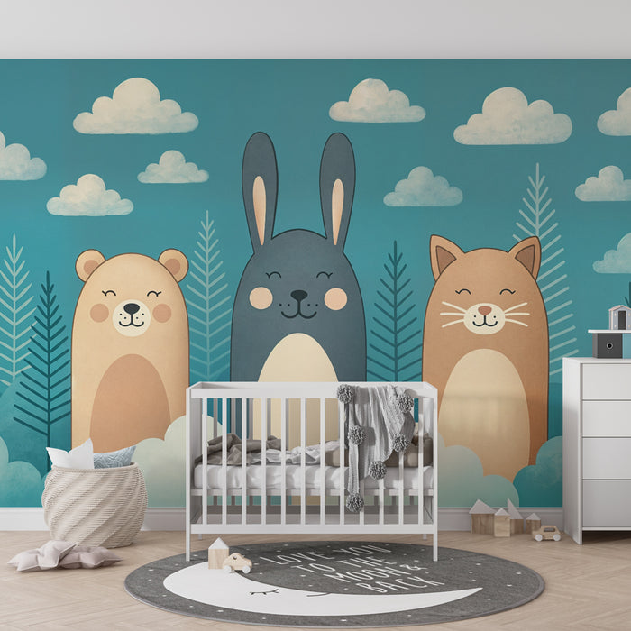Lastenhuoneen tapetti eläimet | Hauska ja värikäs
