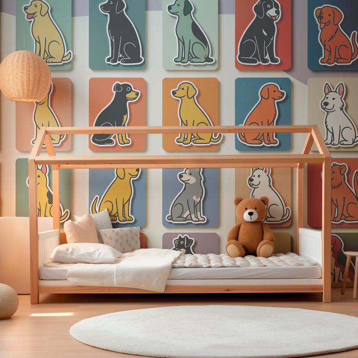 Tapet câini colorați | Model eclectic și ludic