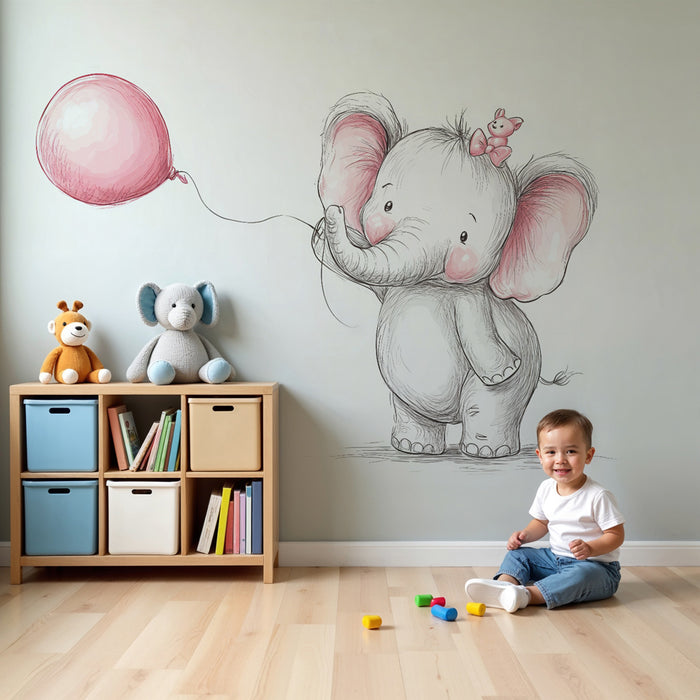 Papier peint éléphant mignon | Décoration douce et enfantine