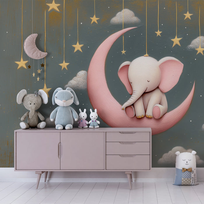 Tapet de perete elefant lunar | Decoratiune de perete de vis