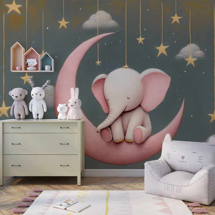 Tapet de perete elefant lunar | Decoratiune de perete de vis