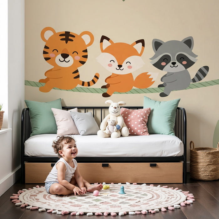 Papel de parede quarto bebê | Приятелски животни в гората