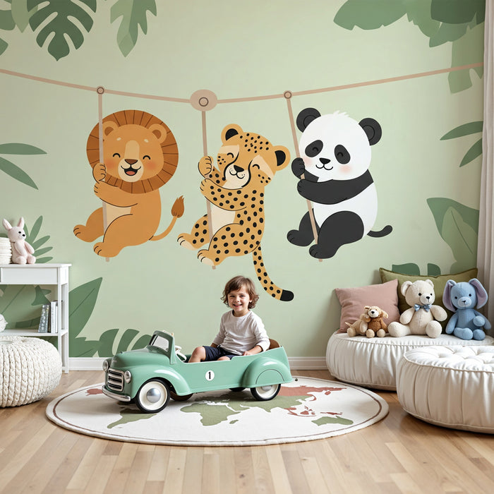 Papel de parede quarto bebê | Suspenso animais da selva
