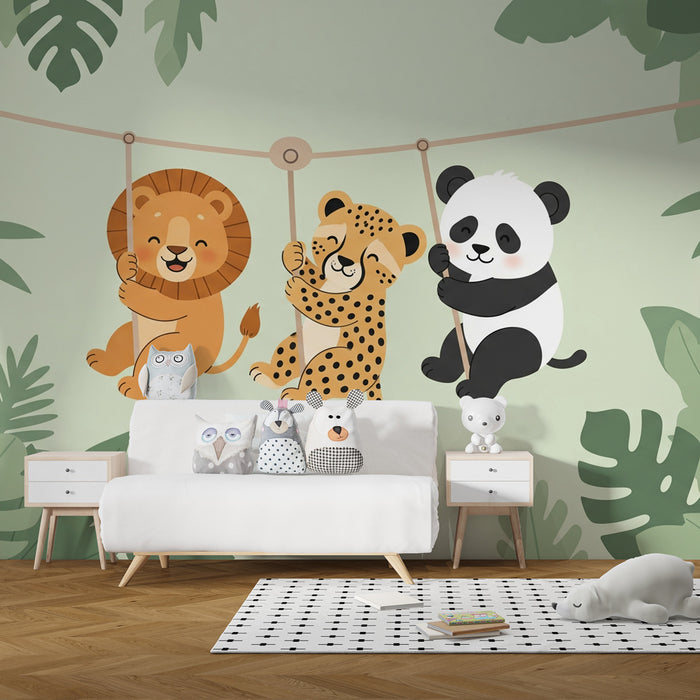 Papel de parede quarto bebê | Κρεμαστά ζωάκια της ζούγκλας