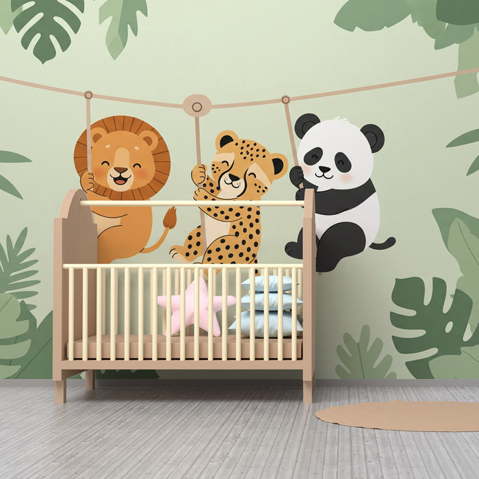 Papel de parede quarto bebê | Κρεμαστά ζωάκια της ζούγκλας