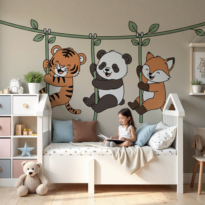 Papel de parede quarto bebê | Παιχνιδιάρικα ζώα στο δάσος