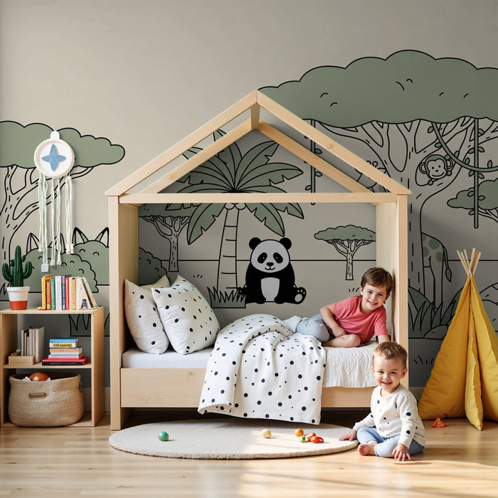 Papel de parede quarto bebê | Приключение в джунглата със сладки животни
