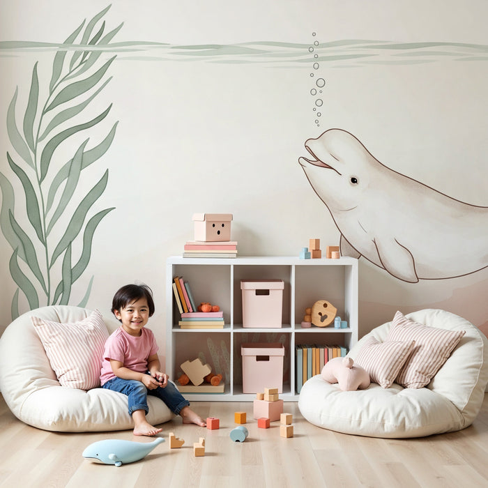 Carta da parati bambini | Relax sottomarino con un beluga