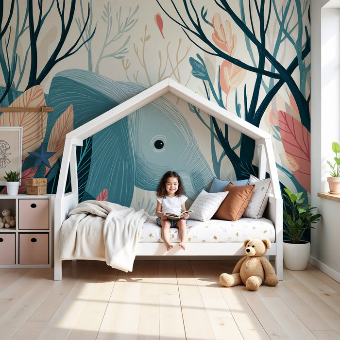 Papier peint chambre bébé | Éléphant dans la jungle
