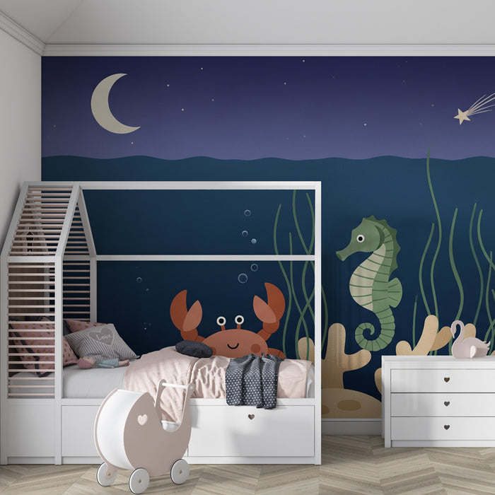 Papel de parede quarto bebê | Raziskovanje podvodnega sveta s hlapci in morskim konjičkom