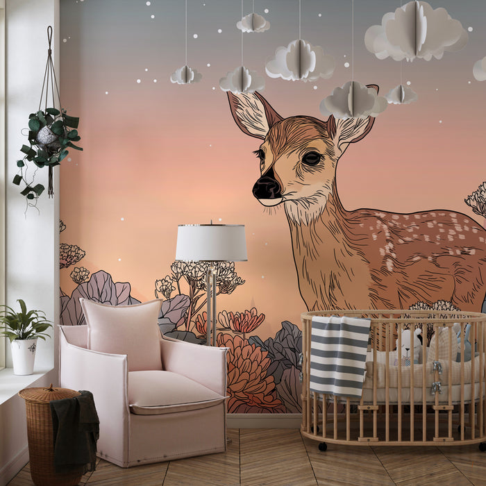 Tapet barnerom | Bambi i en eventyrhage