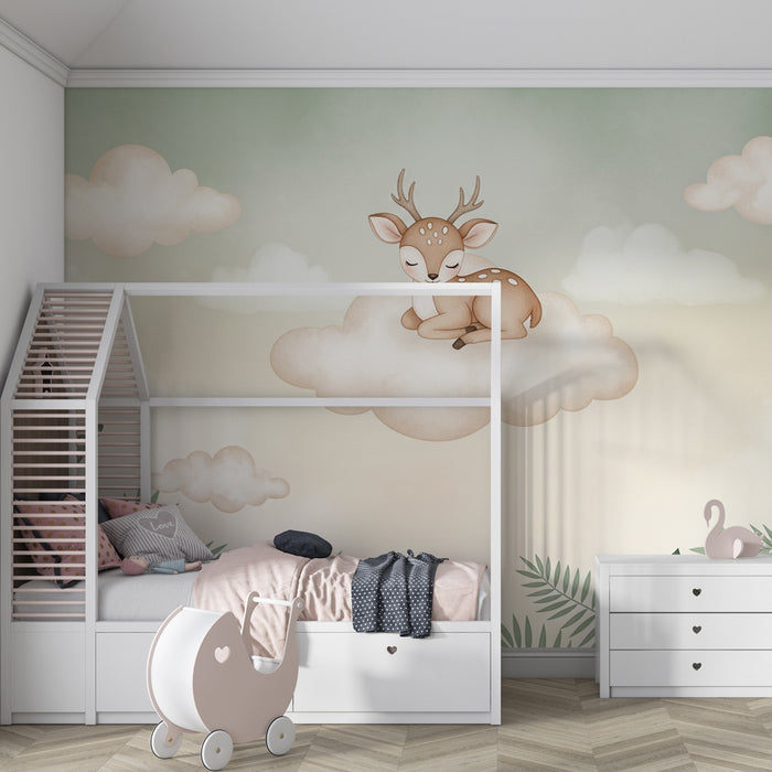 Papel de parede quarto bebê | Αράπη κοιμάται σε ένα σύννεφο