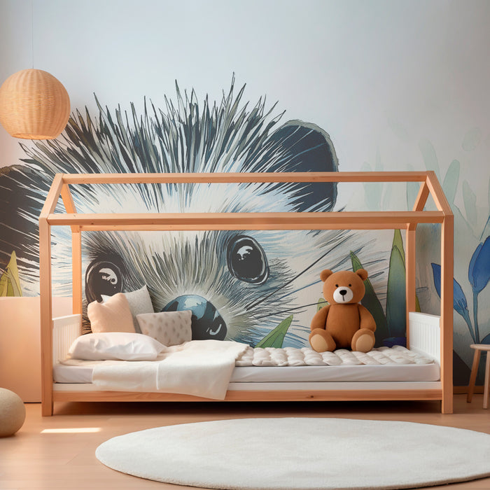 Papel de parede quarto bebê | Radovedni jež med cvetjem