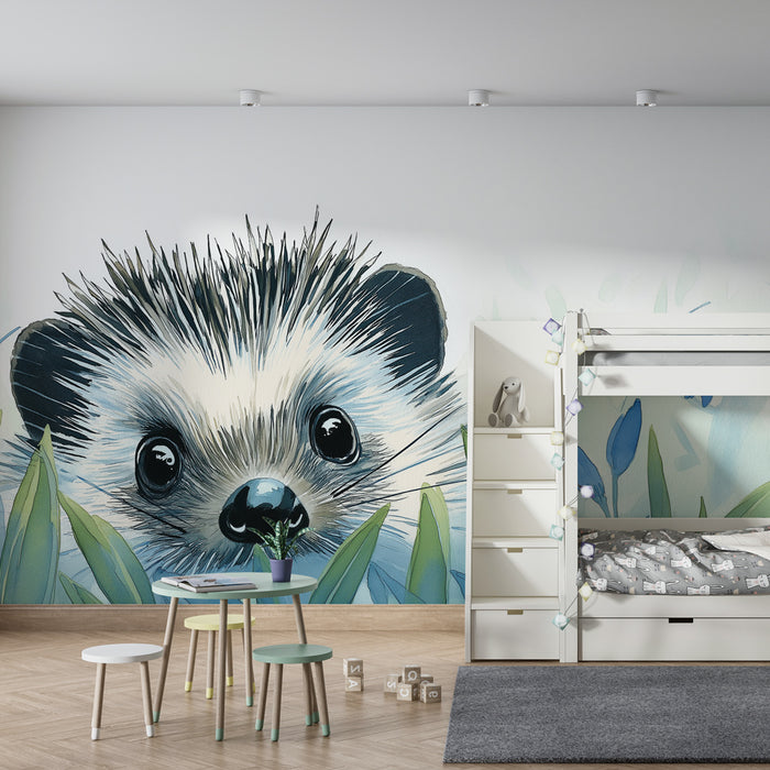 Papel de parede quarto bebê | Radovedni jež med cvetjem