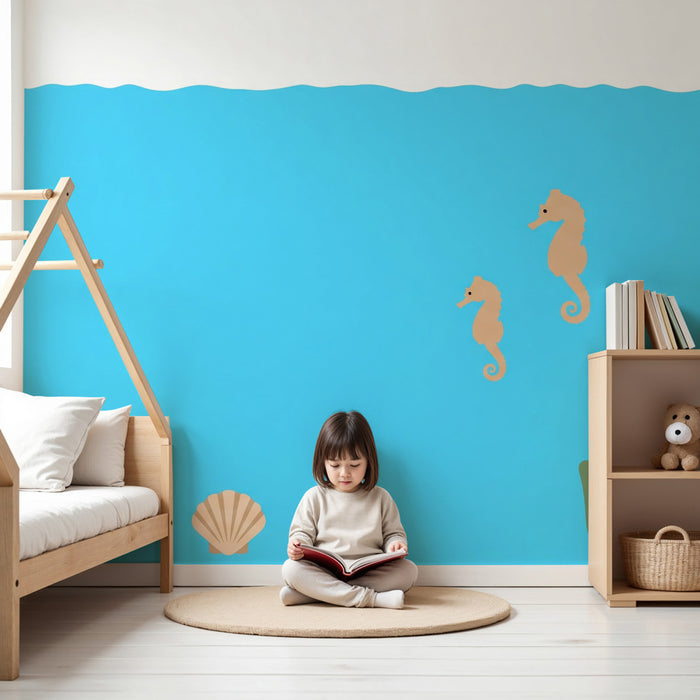 Papier peint chambre bébé | Hippocampes dans la mer