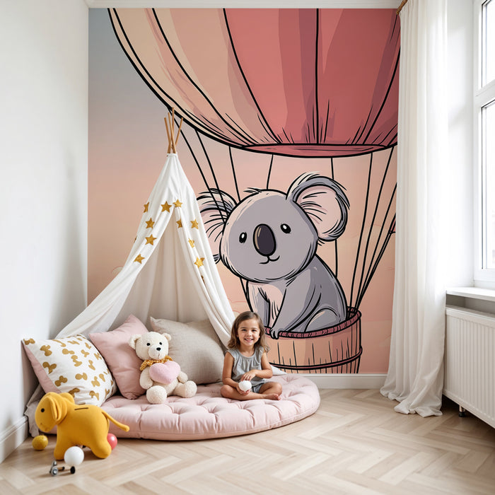 Tapety dla dzieci | Koala w balonie ciepła