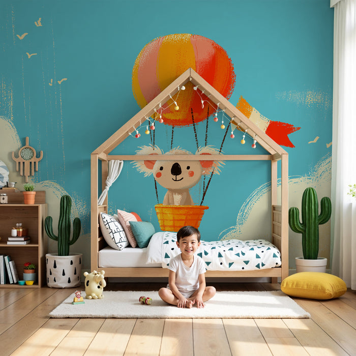 Papel de parede quarto bebê | Koala v zračnem balonu