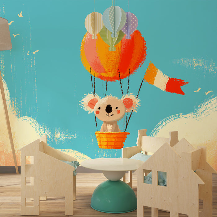 Papel de parede quarto bebê | Koala v zračnem balonu