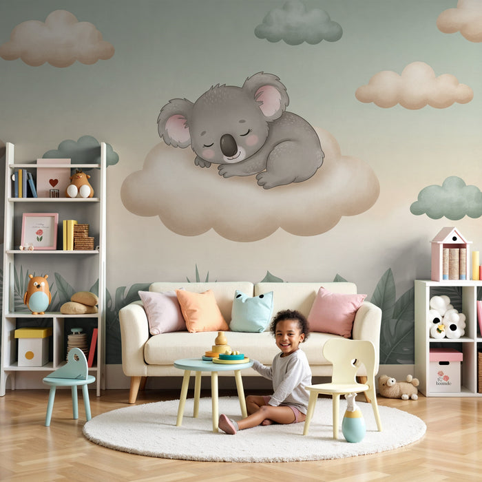 Tapeta dětského pokoje | Klidný koala na oblaku