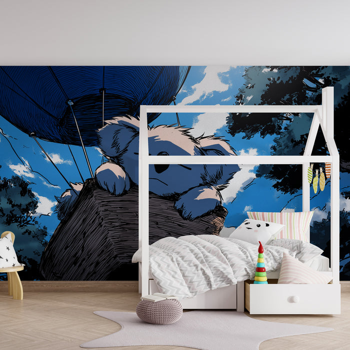 Babykamer behang | Dromende koala in de wolken