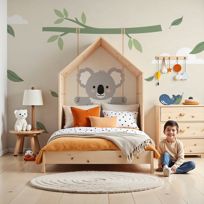 Carta da parati bambini | Koala sull'altalena