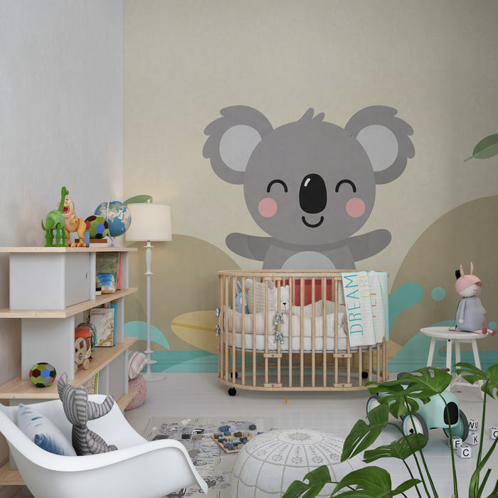 Tapet pentru camera de copii | Koala surfer și natură liniștitoare