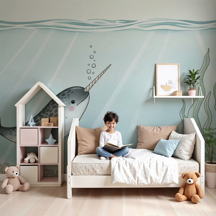 Papel de parede quarto bebê | Весела нарвал под водата