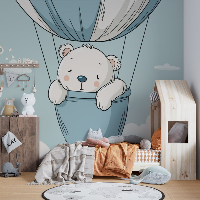 Papel de parede quarto bebê | Medved v vročem zračnem balonu