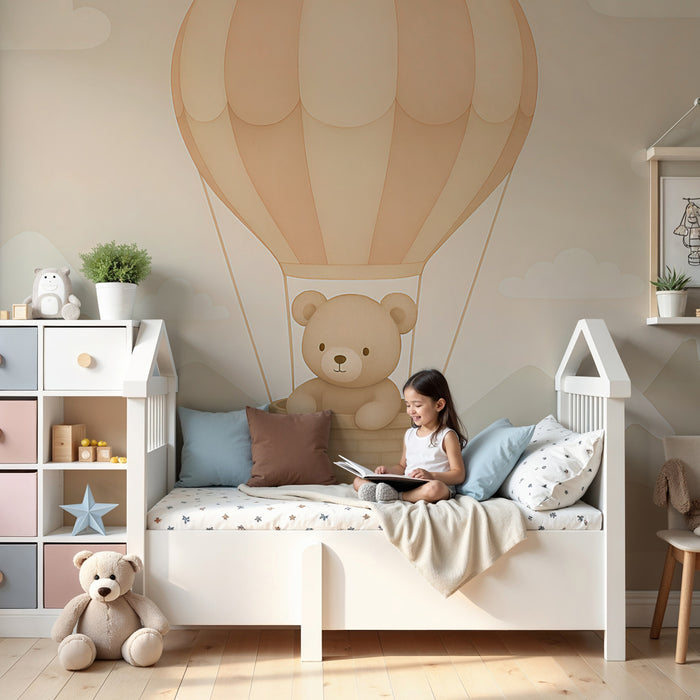 Babykamer behang | Beer in een luchtballon