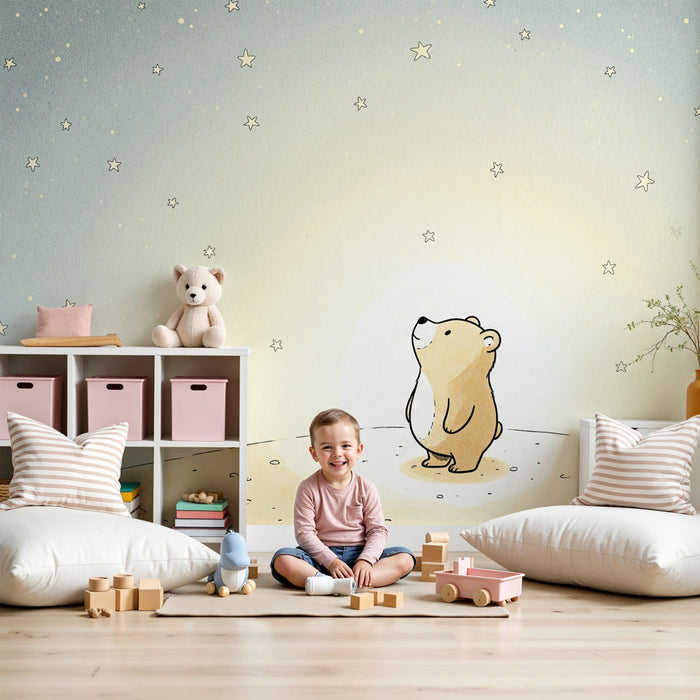 Papel de parede quarto bebê | Medvjedić ispod zvijezda