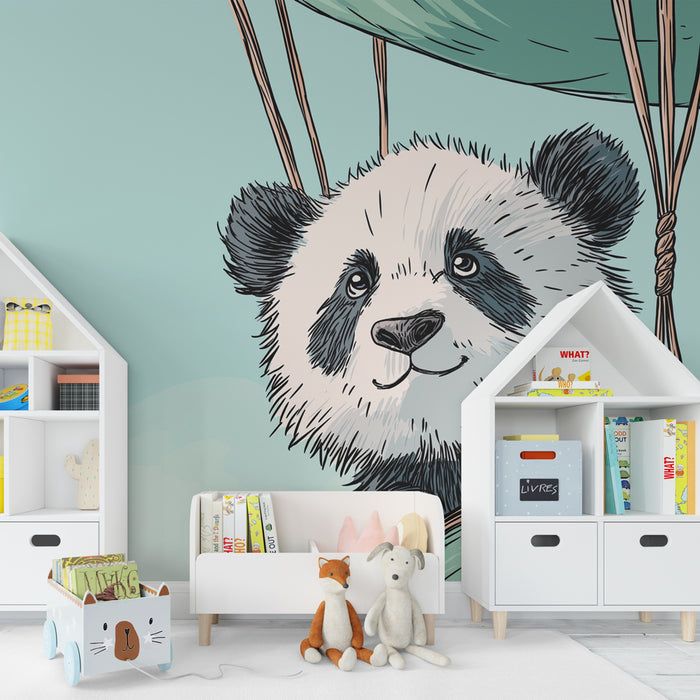 Papel de parede quarto bebê | Panda v balonu
