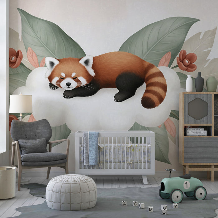 Barntapet | Sovande röd panda på ett moln