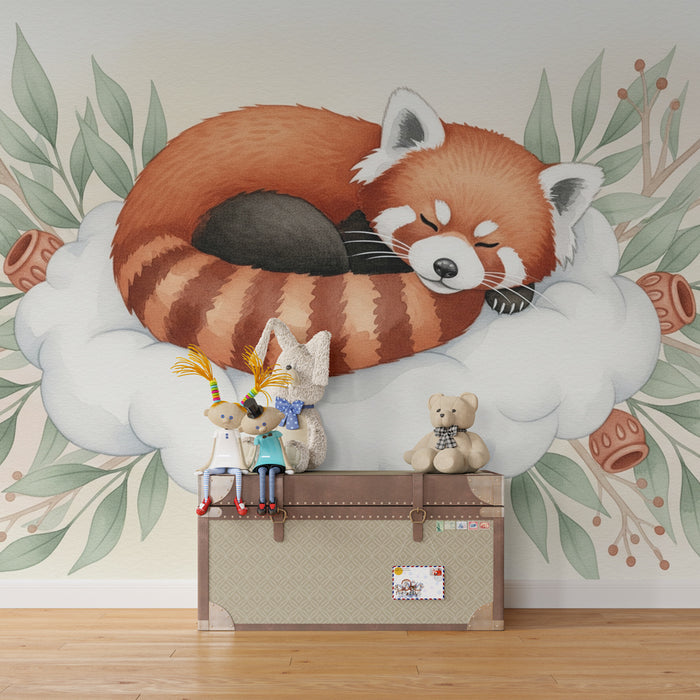 Paberi tapeet beebi tuba | Rahuolev punane panda pilvel