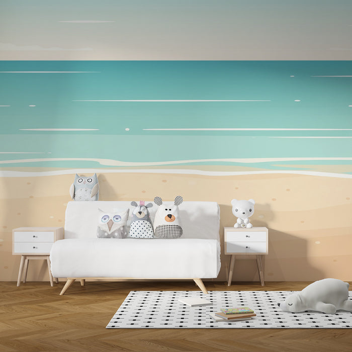 Χαρτί τοίχου για το δωμάτιο του μωρού | Μικρή χελωνίτσα στην παραλία