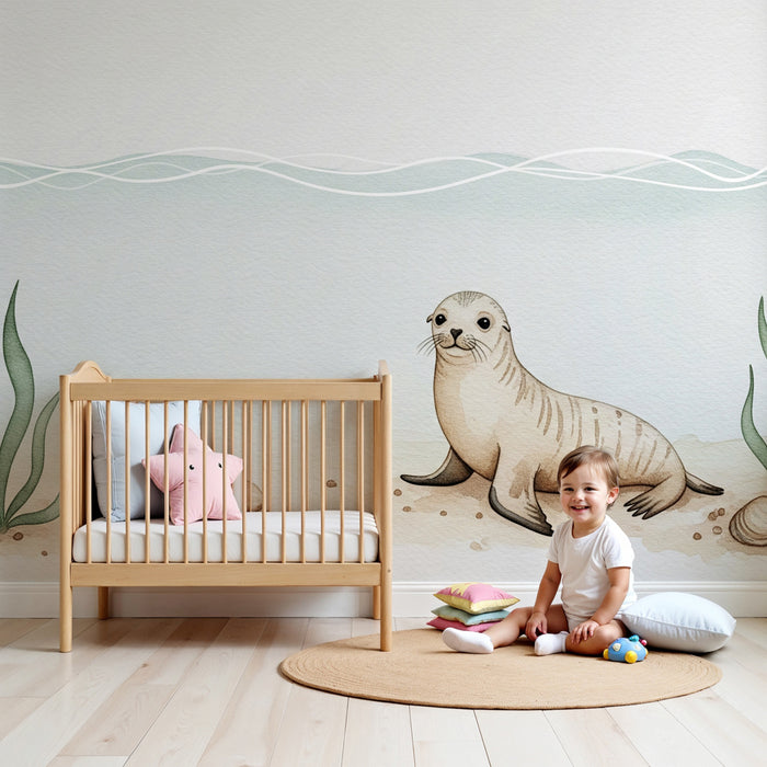 Papier peint chambre bébé | Phoque mignon sous l'eau